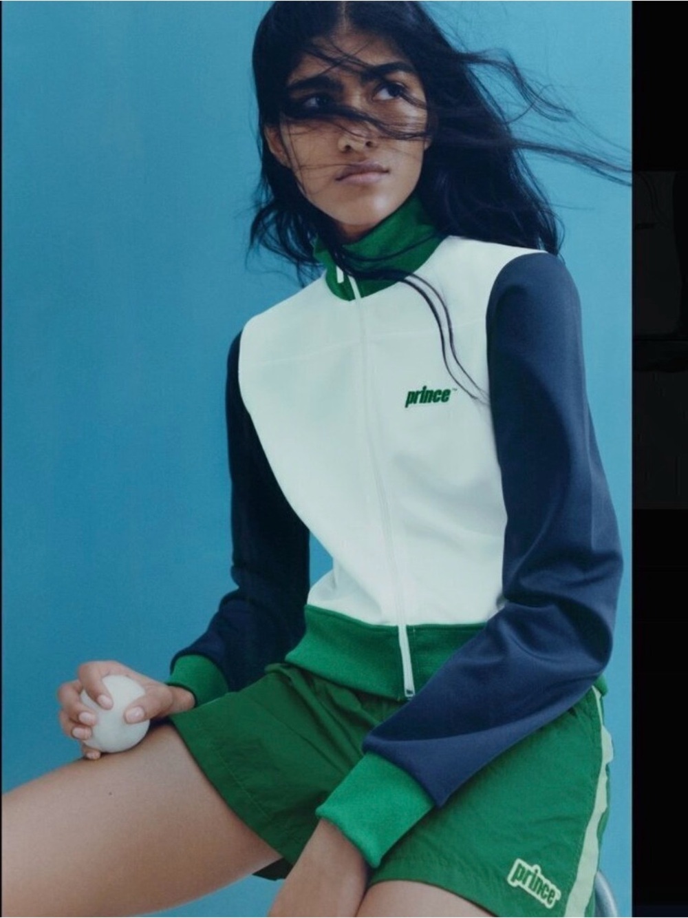 Prince White, Green & Navy Colorblock Bomber Jacket